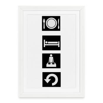 Eat, sleep, rave, repeat. - Framed poster (27 × 37 cm) - white - Front