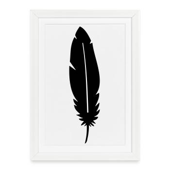 Silhouette de plumes - Affiche encadrée (27 × 37 cm) - blanc - Devant