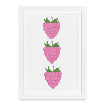 raspberries trio pattern - Framed poster (27 × 37 cm) - white - Front
