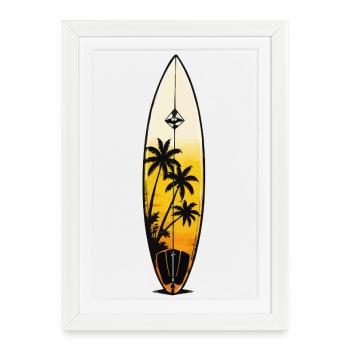 Sunset on the surfboard - Framed poster (27 × 37 cm) - white - Front