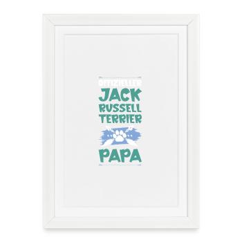 Papa chien Jack Russell Terrier - Affiche encadrée (27 × 37 cm) - blanc - Devant