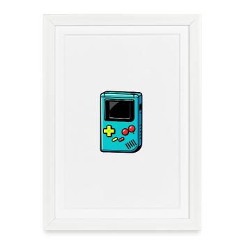 Retro Handheld Console T-Shirt 90s Pop Art - Framed poster (27 × 37 cm) - white - Front