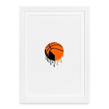 Dripping Basketball Street Art - Framed poster (27 × 37 cm) - white - Front
