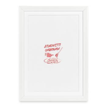 Recette de spaghetti à la carbonara - Affiche encadrée (27 × 37 cm) - blanc - Devant