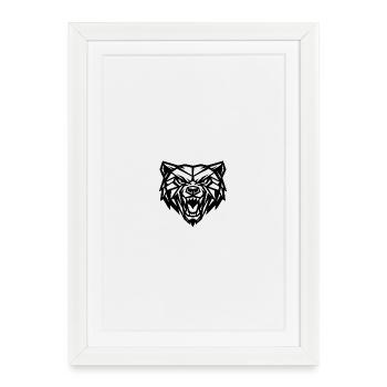 Grizzli de style géométrique - Affiche encadrée (27 × 37 cm) - blanc - Devant
