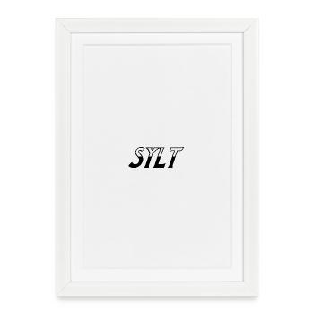 Élégant lettrage noir design Sylt - Affiche encadrée (27 × 37 cm) - blanc - Devant