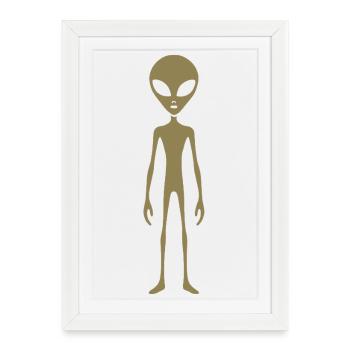 Skinny alien alien style minimaliste - Affiche encadrée (27 × 37 cm) - blanc - Devant