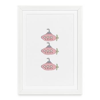 Sous-marin Triple - Affiche encadrée (27 × 37 cm) - blanc - Devant