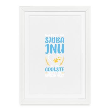 Mon design de patte en forme de cœur Shiba Inu - Affiche encadrée (27 × 37 cm) - blanc - Devant