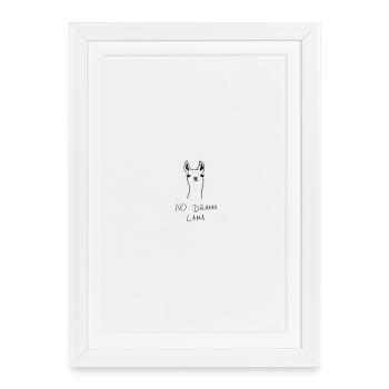 Nom : No Drama Llama - Design de la Drôle de Llama - Affiche encadrée (27 × 37 cm) - blanc - Devant