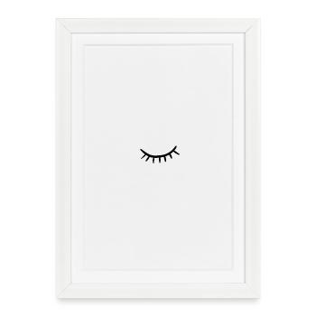 Eyelash Minimal – Croquis à yeux fermés - Affiche encadrée (27 × 37 cm) - blanc - Devant