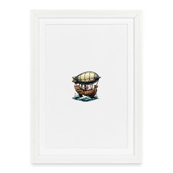 Airship expedition over waves - Framed poster (27 × 37 cm) - white - Front