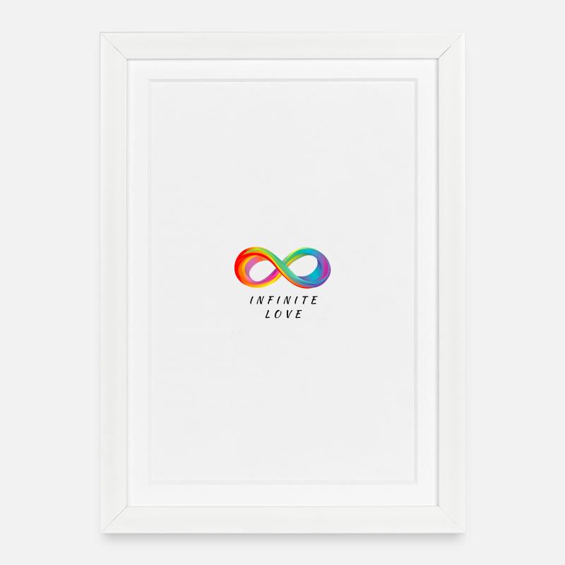 Amour infini - Signe d’infini coloré - Affiche encadrée (27 × 37 cm) - blanc