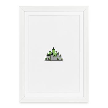 Green City Silhouette Vector - Framed poster (27 × 37 cm) - white - Front