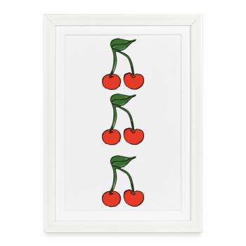 Cherries 3 times - Framed poster (27 × 37 cm) - white - Front
