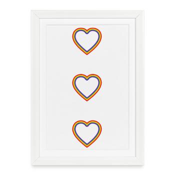 Rainbow hearts - Framed poster (27 × 37 cm) - white - Front