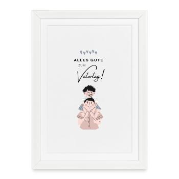 Cadeau Fête des Pères - Papa est le meilleur / Journée des hommes - Affiche encadrée (27 × 37 cm) - blanc - Devant