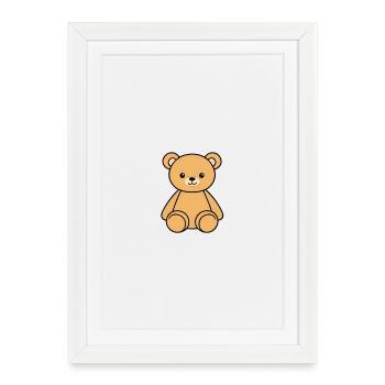 Dessin animé mignon d’ours en peluche - Affiche encadrée (27 × 37 cm) - blanc - Devant