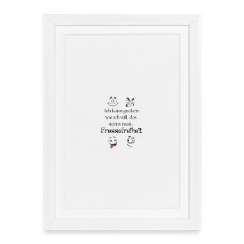 Fressefreiheit - Comic emotions on clothing - Framed poster (27 × 37 cm) - white - Front