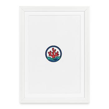 Corail rouge dans l’océan | Marine Conservation Logo - Affiche encadrée (27 × 37 cm) - blanc - Devant