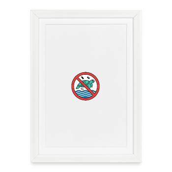 Stop plastic waste! | Save the turtles - Framed poster (27 × 37 cm) - white - Front