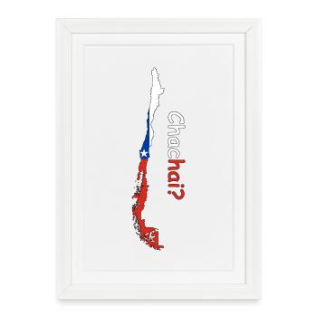 Chile Silhouette Flag - Framed poster (27 × 37 cm) - white - Front