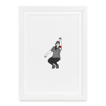 Petanque Spielerin Linkshänderin - Gerahmtes Poster (27 × 37 cm) - Weiß - Vorne