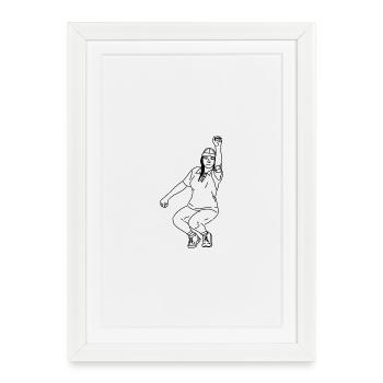 Petanque Spielerin Linkshänderin - Gerahmtes Poster (27 × 37 cm) - Weiß - Vorne