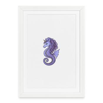 Hippocampe Licorne Violet Violet - Affiche encadrée (27 × 37 cm) - blanc - Devant