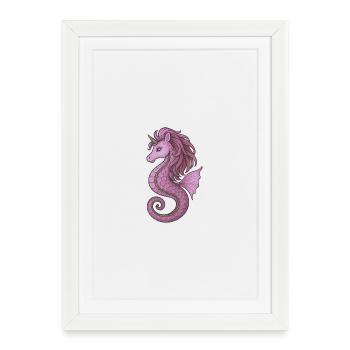Seahorse Unicorn Pink Violet - Framed poster (27 × 37 cm) - white - Front