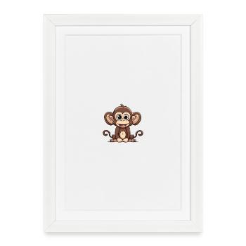 dessin animé singe design mignon - Affiche encadrée (27 × 37 cm) - blanc - Devant