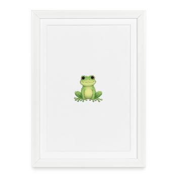 Grenouille kawaii verte - Affiche encadrée (27 × 37 cm) - blanc - Devant