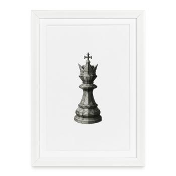 Chess King – Dark Geometric Illustration - Framed poster (27 × 37 cm) - white - Front