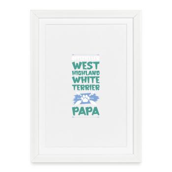 West Highland, White Terrier Chiens Papa - Affiche encadrée (27 × 37 cm) - blanc - Devant
