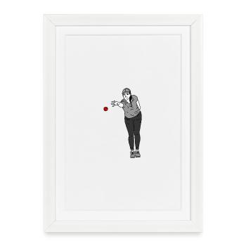 Petanque Spielerin Rechtshänderin - Gerahmtes Poster (27 × 37 cm) - Weiß - Vorne