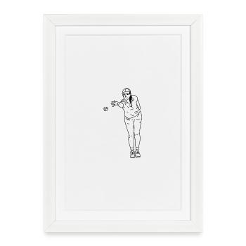 Petanque Spielerin Rechtshänderin - Gerahmtes Poster (27 × 37 cm) - Weiß - Vorne