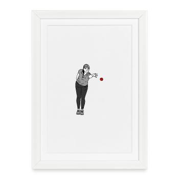 Petanque Spielerin Linkshänderin - Gerahmtes Poster (27 × 37 cm) - Weiß - Vorne