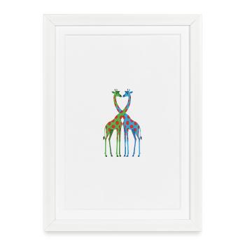 Coeur de girafe à pois - Affiche encadrée (27 × 37 cm) - blanc - Devant