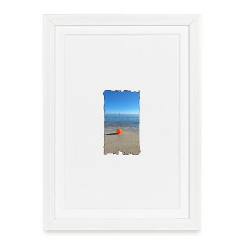Orange beach ball by the sea - Framed poster (27 × 37 cm) - white - Front
