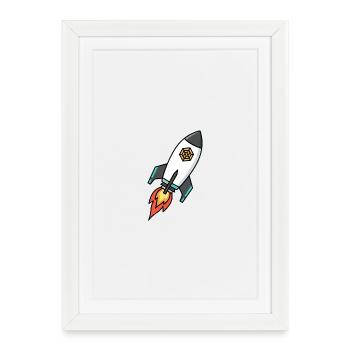 Vers la fusée lunaire | Démarrage Web3 et crypto - Affiche encadrée (27 × 37 cm) - blanc - Devant