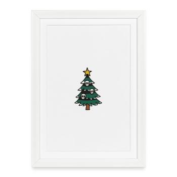 Gloomy Christmas tree with skulls - Framed poster (27 × 37 cm) - white - Front