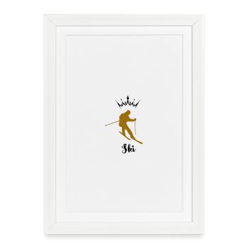 Skieur Doré - Affiche encadrée (27 × 37 cm) - blanc - Devant