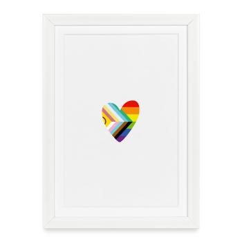 🌈 Heart – Progress Pride & Disability Flag - Framed poster (27 × 37 cm) - white - Front