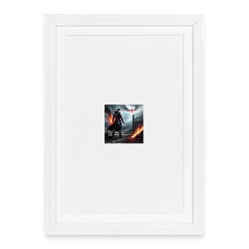Feuerklingen Krieger in Ruinenland - Gerahmtes Poster (27 × 37 cm) - Weiß - Vorne