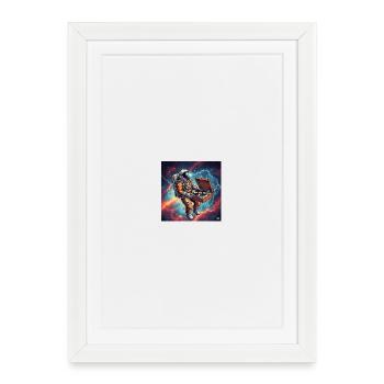 Space DJ Astronaut avec platine vinyle - Affiche encadrée (27 × 37 cm) - blanc - Devant