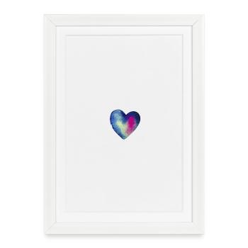 coeur bleu aquarelle - Affiche encadrée (27 × 37 cm) - blanc - Devant
