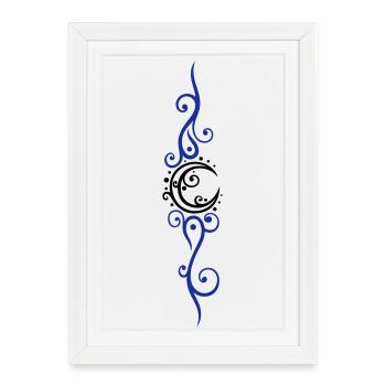 Filigree moon with ornament and stars. - Framed poster (27 × 37 cm) - white - Front