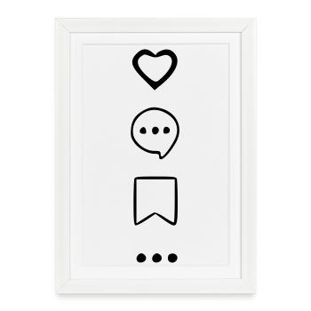Avi Collection – Icônes sociales - Affiche encadrée (27 × 37 cm) - blanc - Devant