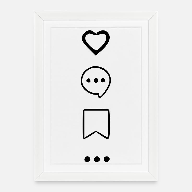 Avi Collection – Icônes sociales - Affiche encadrée (27 × 37 cm) - blanc