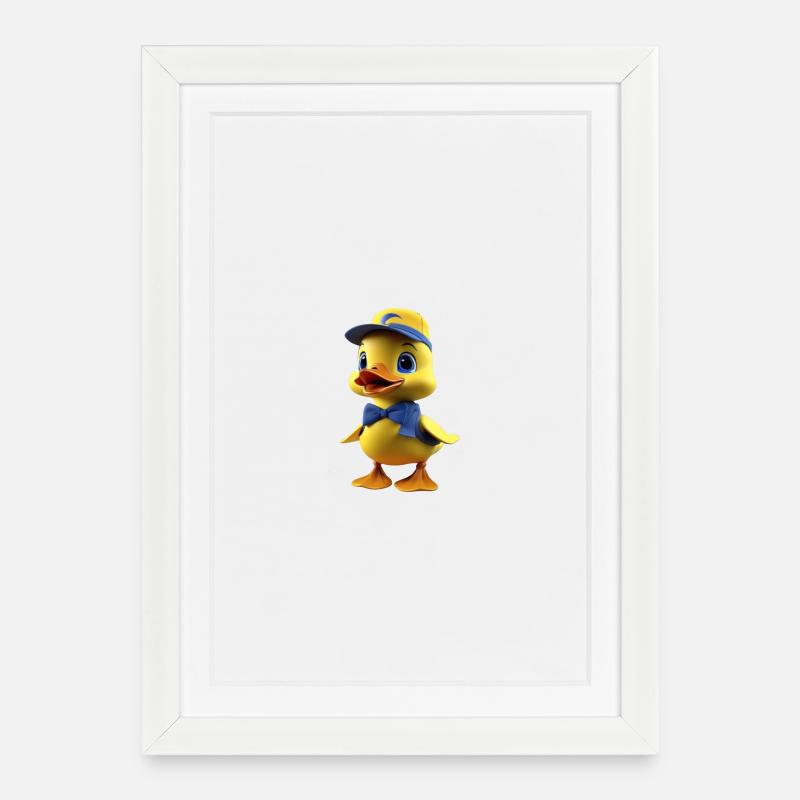 Süsse Ente mit Cappie - Gerahmtes Poster (27 × 37 cm) - Weiß